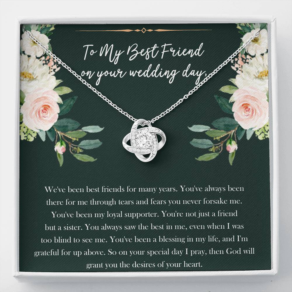 Bride Gifts, Not Just A Friend But A Sister, Love Knot Necklace For Women, Wedding Day Thank You Ideas From Best Friend