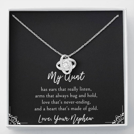 To My Aunt Gifts, Love That's Never Ending, Love Knot Necklace For Women, Birthday Present Idea From Nephew