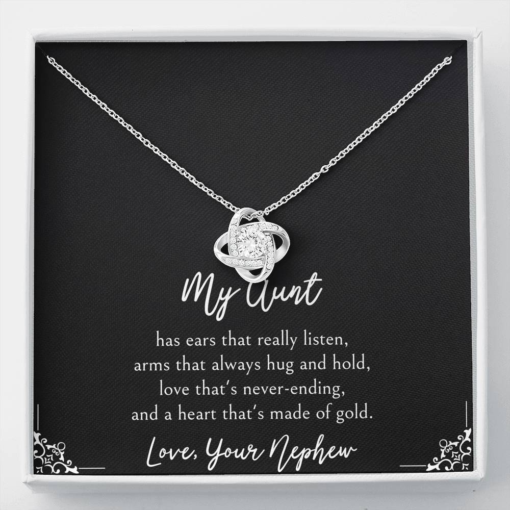 To My Aunt Gifts, Love That's Never Ending, Love Knot Necklace For Women, Birthday Present Idea From Nephew
