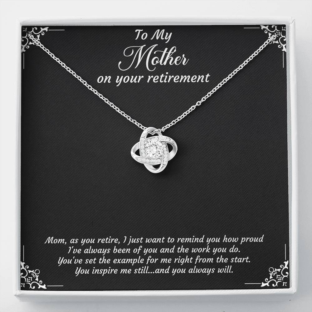 Mom Retirement Gifts, As You Retire, Happy Retirement Love Knot Necklace For Women, Retirement Party Favor From Daughter Son