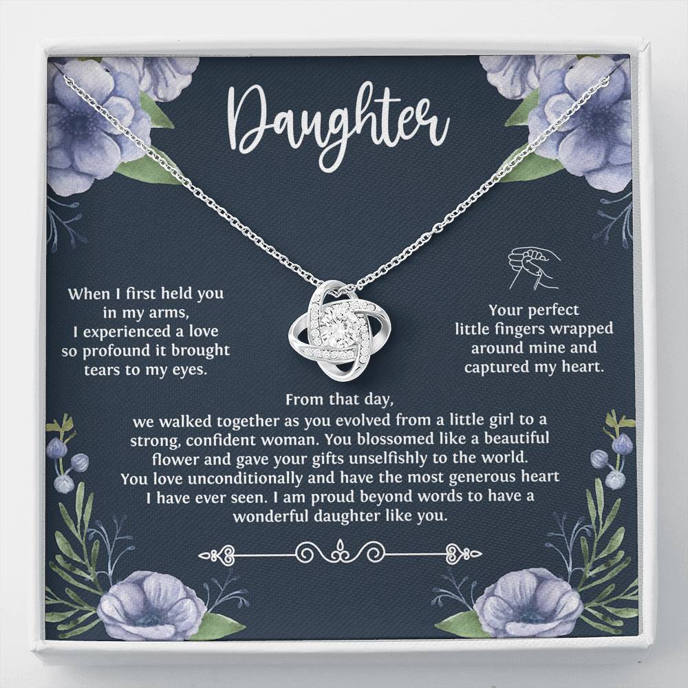 Daughter Necklace From Mom and Dad, When I First Held You, Sentimental Love Knot Jewelry For Women, Meaningful Birthday Necklace for Daughter