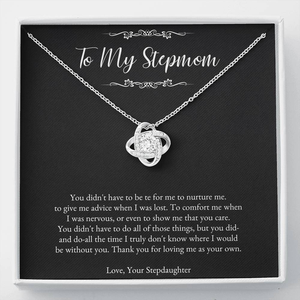 To My Stepmom Gifts, Thank You For Loving Me, Love Knot Necklace For Women, Birthday Mothers Day Present From Stepdaughter