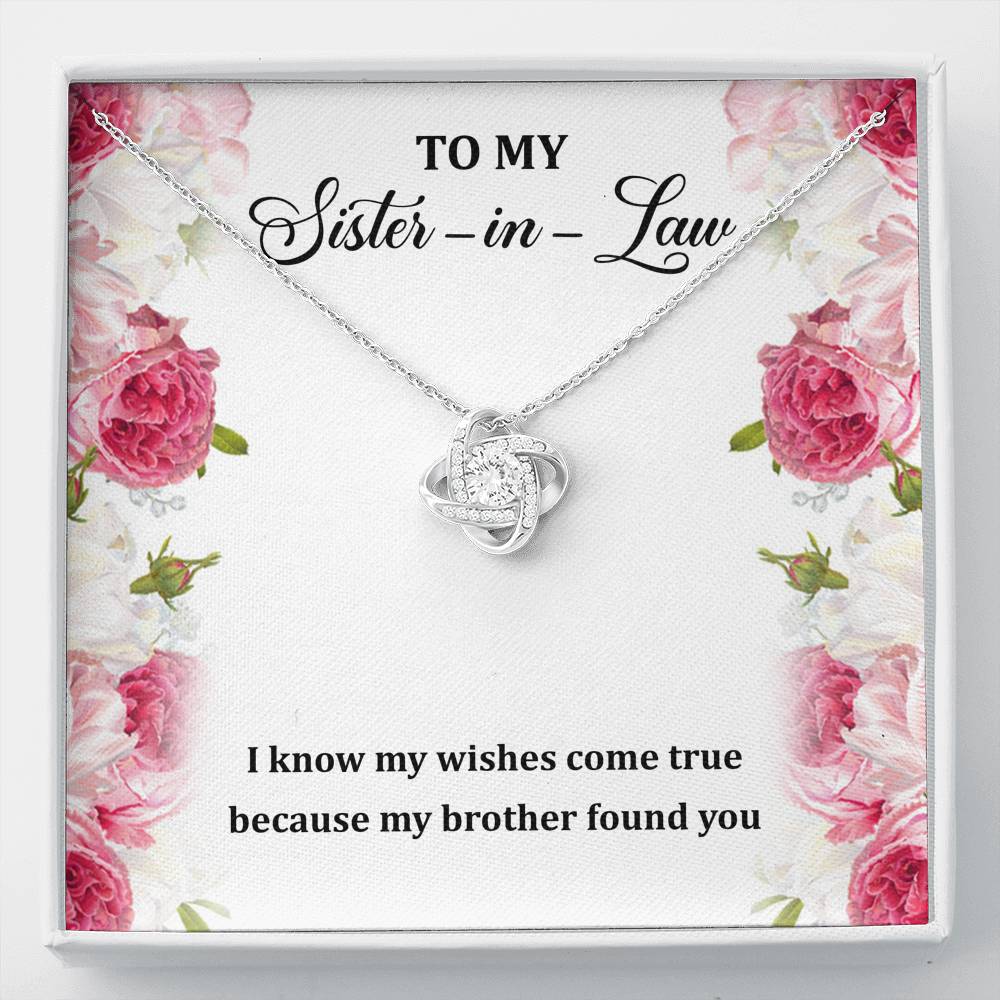 To My Sister-in-law Gifts, My Wishes Come True, Love Knot Necklace For Women, Birthday Present Idea From Sister