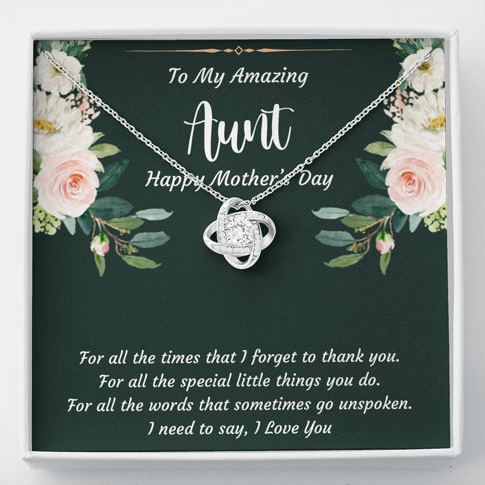 To My Aunt Gifts, I Love You, Love Knot Necklace For Women, Aunt Mother's Day Present From Niece Nephew