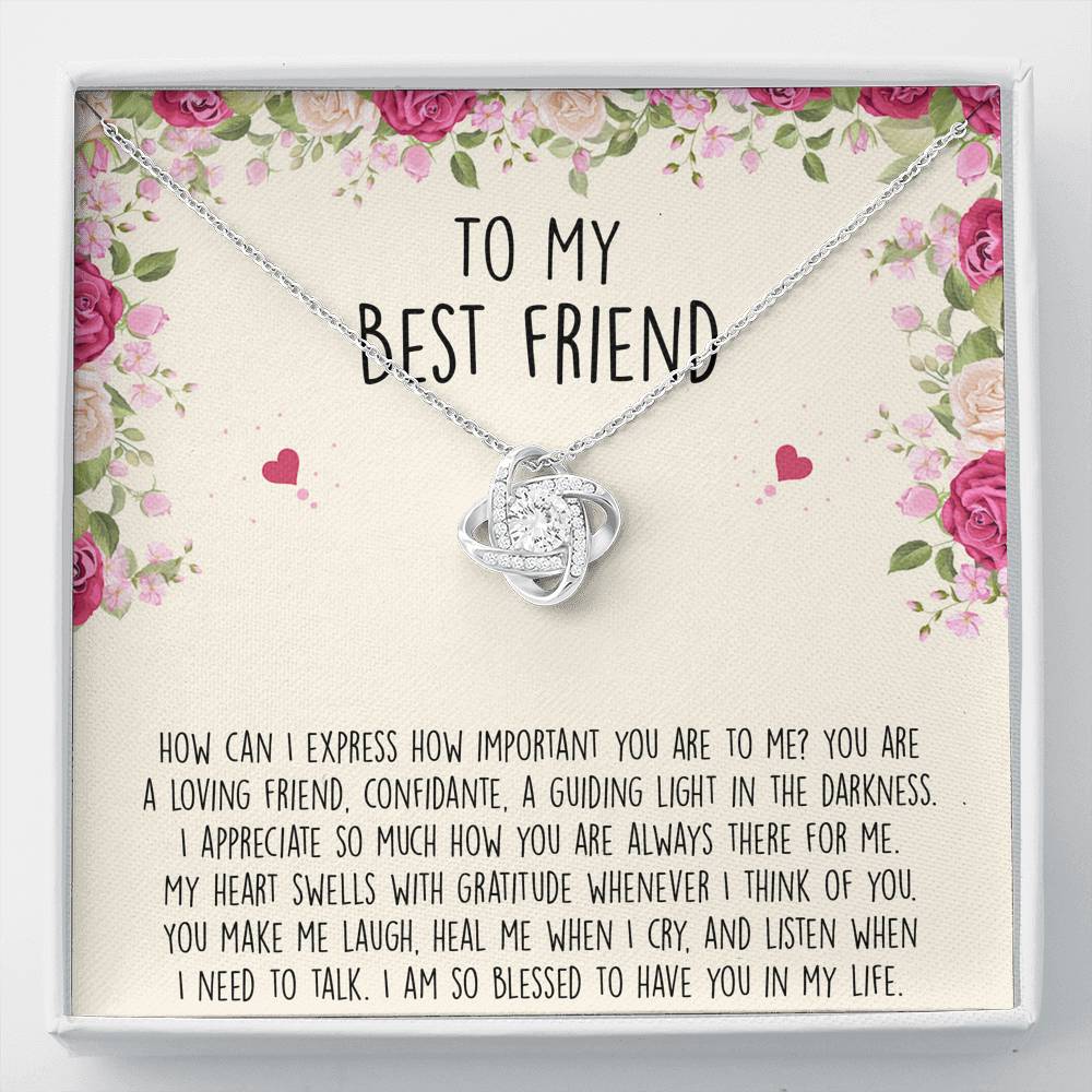 To My Best Friend Gifts, I Am So Blessed, Love Knot Necklace For Women, Birthday Present Idea From Bestie