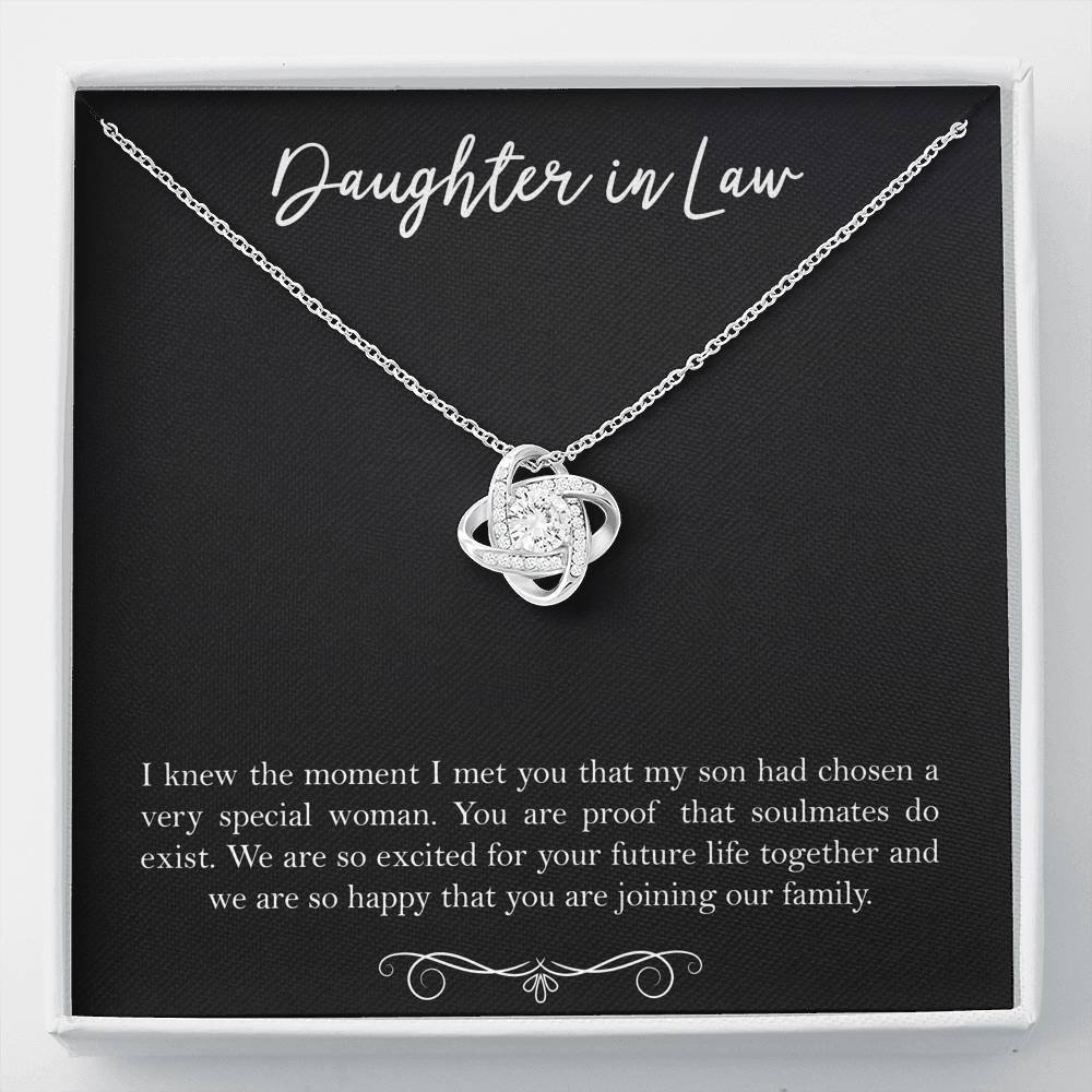 To My Daughter-in-law Gifts, I Knew The Moment I Met You, Love Knot Necklace For Women, Birthday Present Idea From Mother-in-law