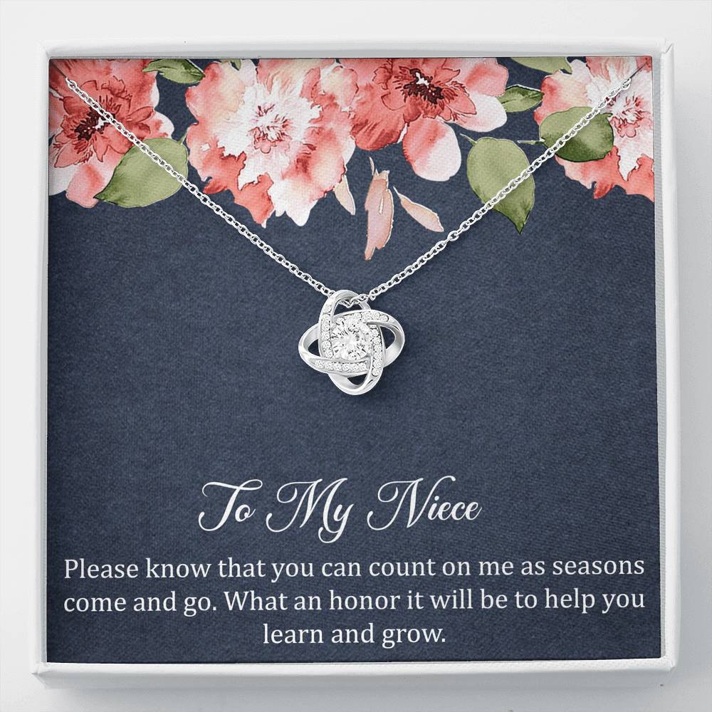To My Niece Gifts, You Can Count On Me, Love Knot Necklace For Women, Niece Birthday Present From Aunt Uncle