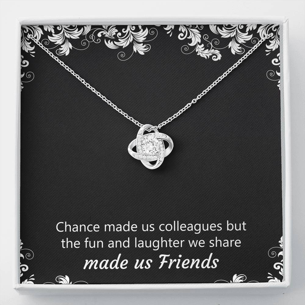 Retirement Gifts, Chance Made Us Colleagues, Happy Retirement Love Knot Necklace For Women, Retirement Party Favor From Coworkers