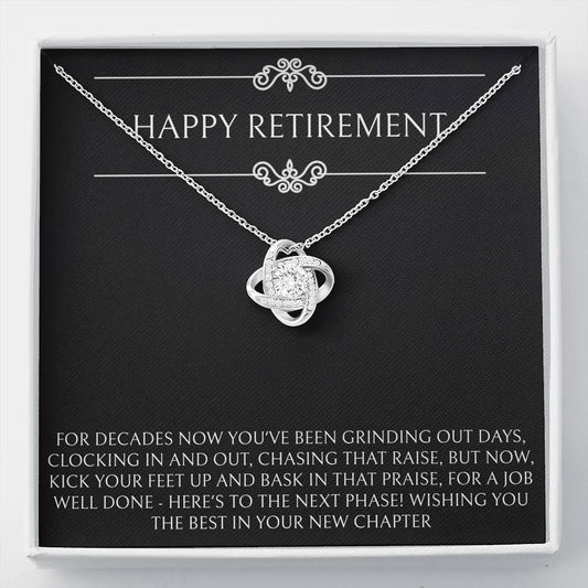Retirement Gifts, Job Well Done, Happy Retirement Love Knot Necklace For Women, Retirement Party Favor From Friends Coworkers