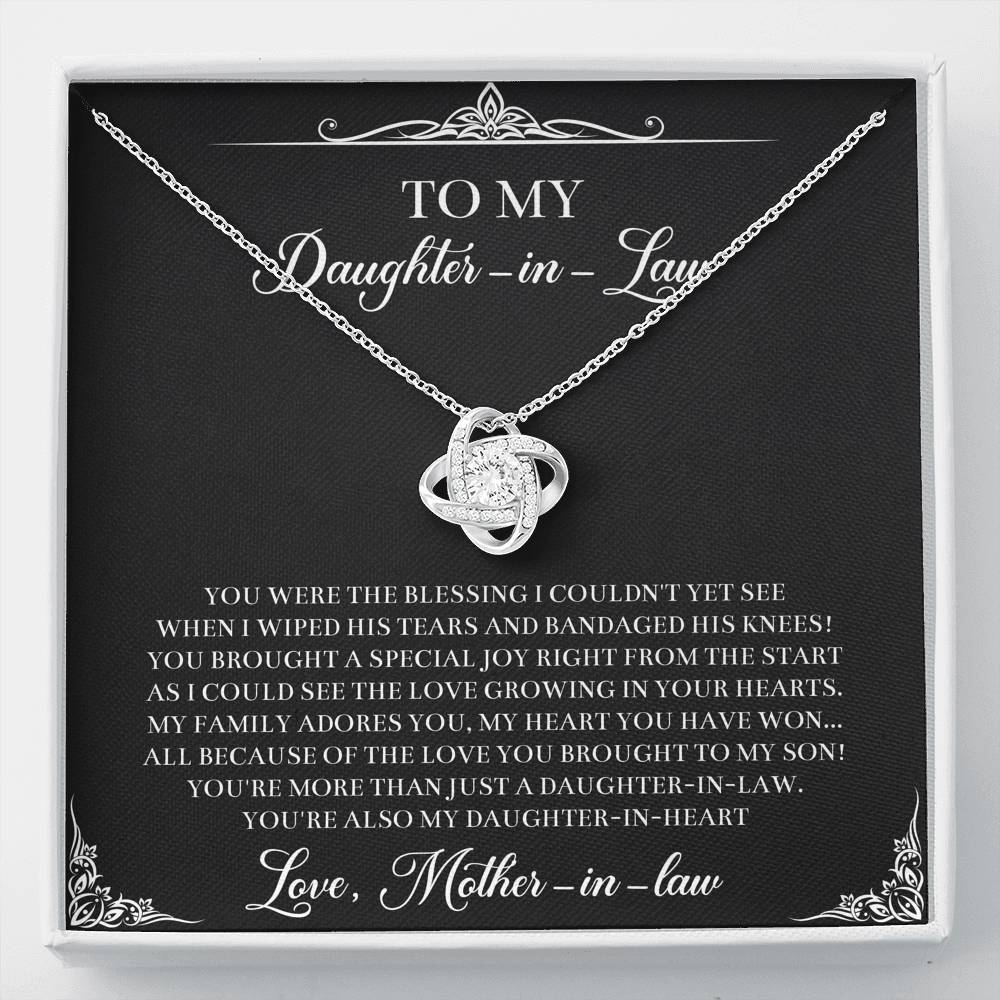 To My Daughter-in-law Gifts, Circle of Strength and Love, Love Knot Necklace For Women, Birthday Present Idea From Mother-in-law