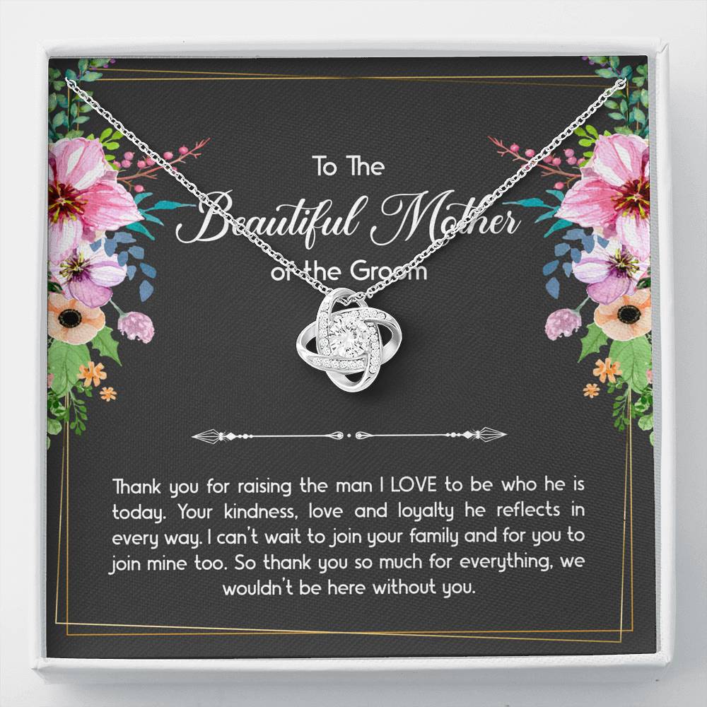 Mom Of The Groom Gifts, Thank You For Raising The Man I Love, Love Knot Necklace For Women, Wedding Day Thank You Ideas From Bride