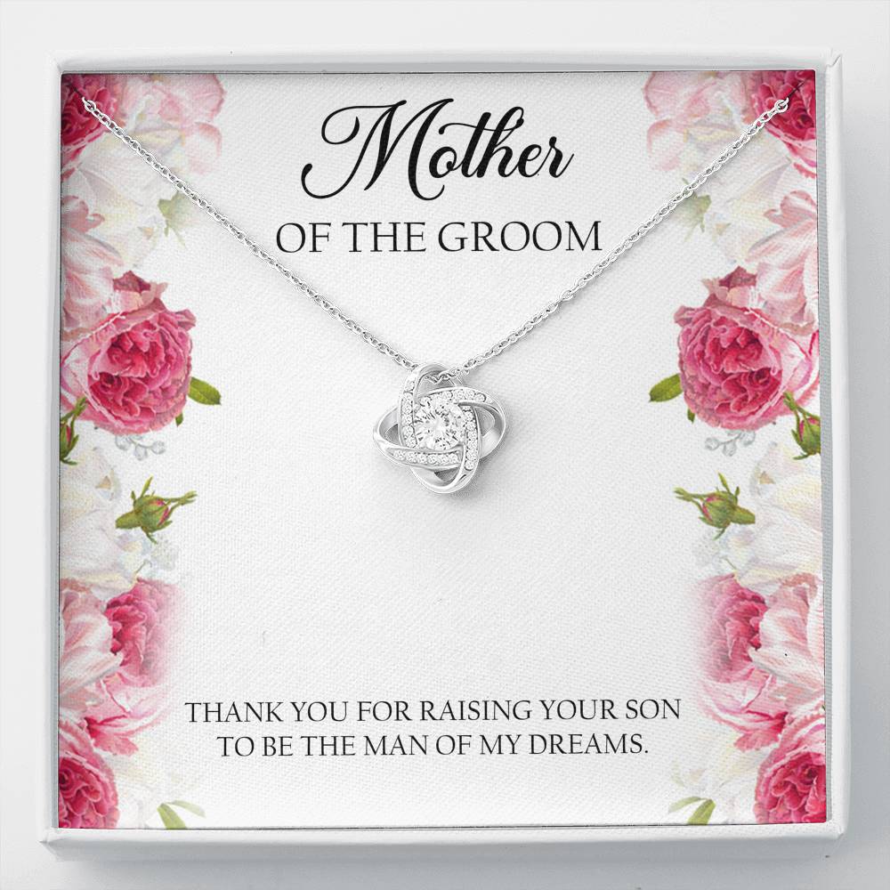 Mom of the Groom Gifts, Thank You For Raising Your Son, Love Knot Necklace For Women, Wedding Day Thank You Ideas From Bride