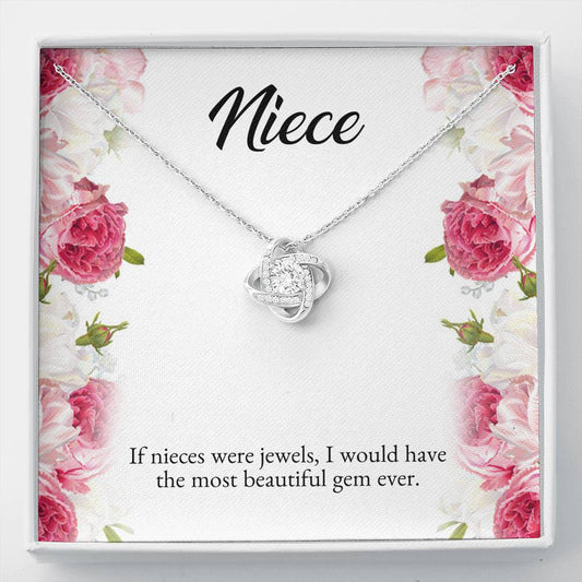 To My Niece Gifts, If Nieces Were Jewels, Love Knot Necklace For Women, Niece Birthday Present From Aunt Uncle