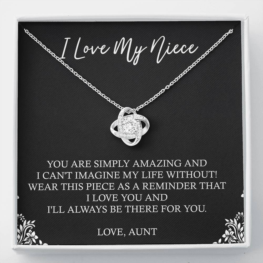 To My Niece  Gifts, You Are Simply Amazing, Love Knot Necklace For Women, Birthday Present Idea From Aunt