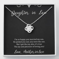 Load image into Gallery viewer, To My Daughter in Law Gifts, I&#39;m So Happy You Married My Son, Love Knot Necklace For Women, Birthday Present Idea From Mother-in-law
