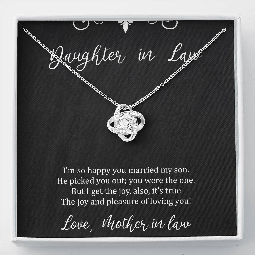 To My Daughter in Law Gifts, I'm So Happy You Married My Son, Love Knot Necklace For Women, Birthday Present Idea From Mother-in-law