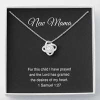 Load image into Gallery viewer, New Mom Love Knot Necklace - 1 Samuel 1:27 Design | Baby Shower Gift
