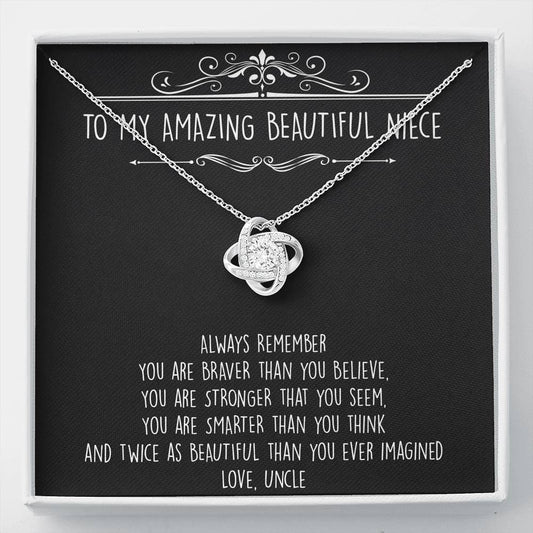 To My Niece  Gifts, Always Remember, Love Knot Necklace For Women, Birthday Present Idea From Uncle