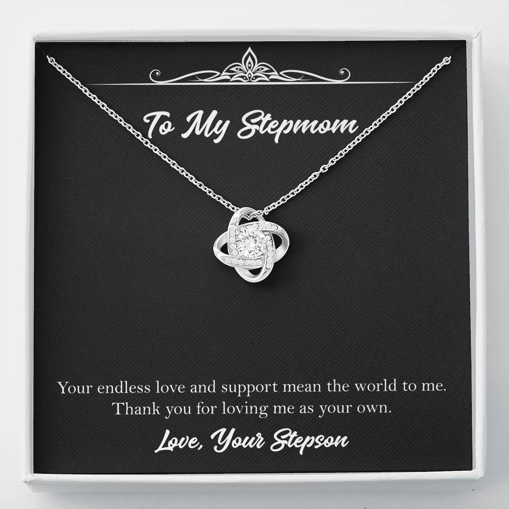 To My Stepmom Gifts, Your Endless Love And Support, Love Knot Necklace For Women, Birthday Mothers Day Present From Stepson