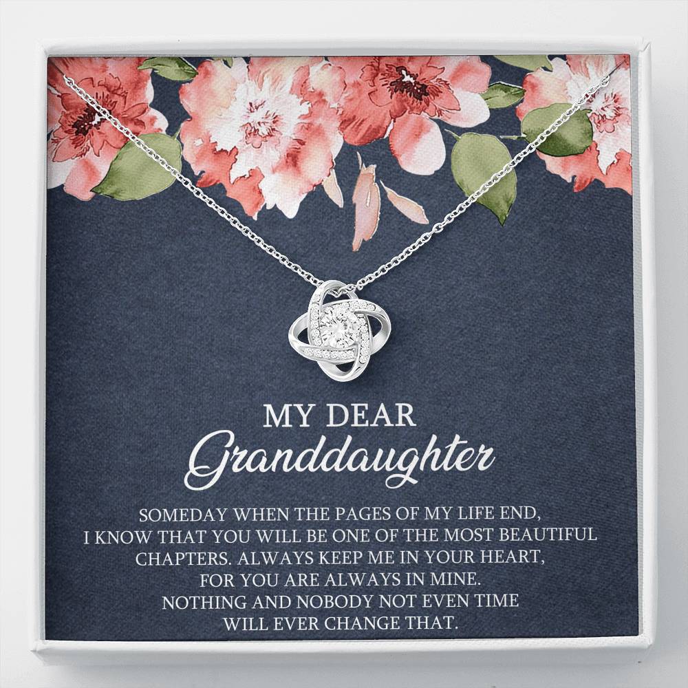 To My Granddaughter Gifts, Someday When The Pages Of My Life End, Love Knot Necklace For Women, Birthday Present Idea From Grandma Grandpa