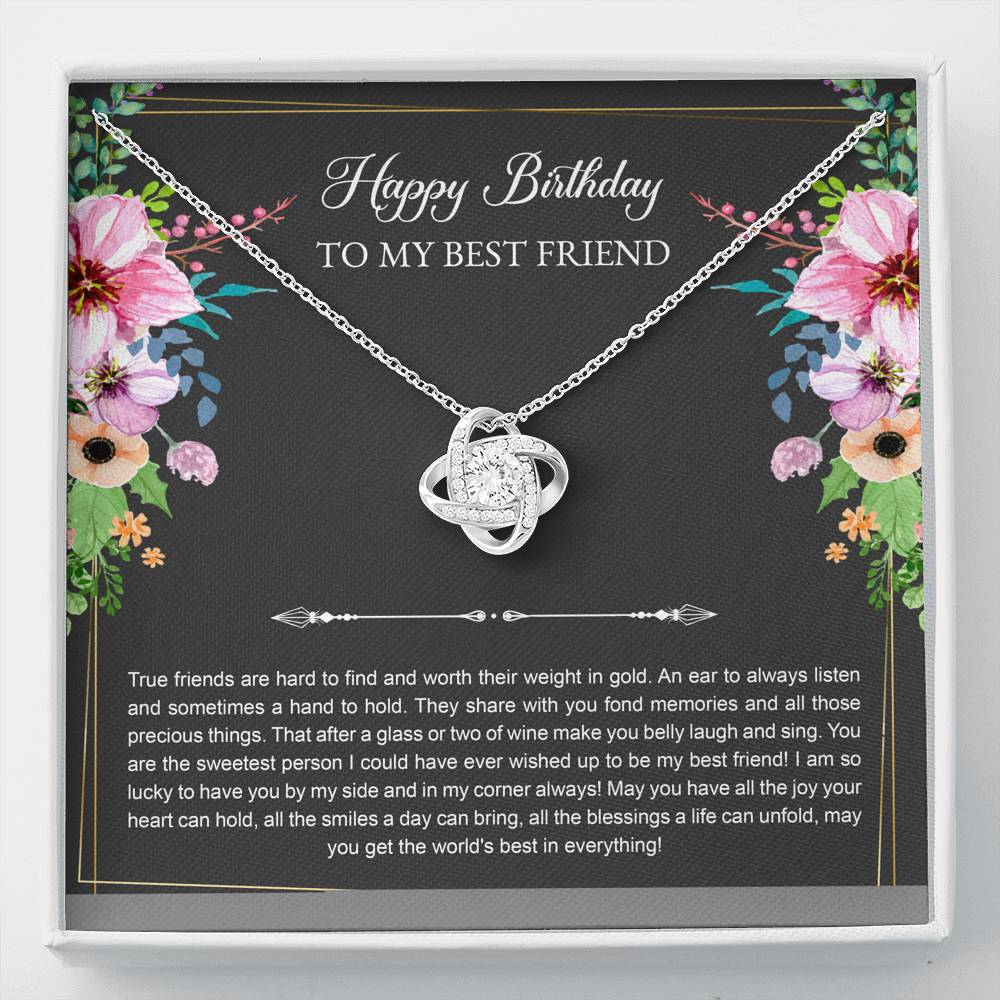 Birthday Gifts For Women, Lucky To Have You, Love Knot Necklace, Happy Birthday Message Card Jewelry For Best Friend