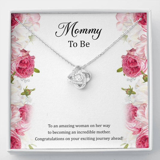 Gift for Expecting Mom, To An Amazing Woman, Mom to Be Love Knot Necklace For Women, Pregnancy Gift For New Mother
