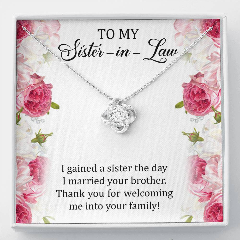 To My Sister-in-law Gifts, I Gained A Sister, Love Knot Necklace For Women, Birthday Present Idea From Sister
