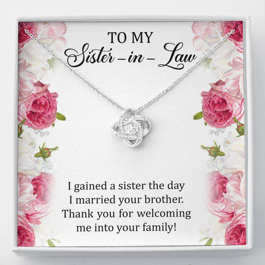 To My Sister-in-law Gifts, I Gained A Sister, Love Knot Necklace For Women, Birthday Present Idea From Sister