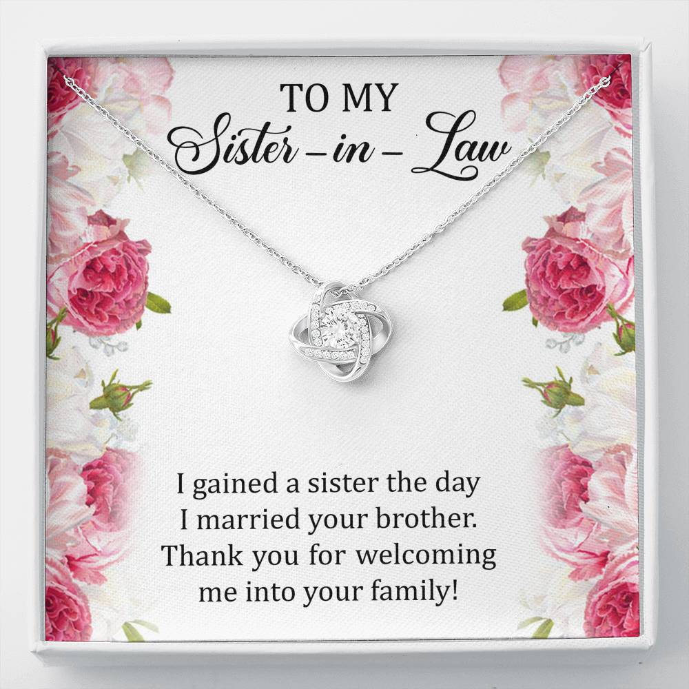 To My Sister-in-law Gifts, I Gained A Sister, Love Knot Necklace For Women, Birthday Present Idea From Sister