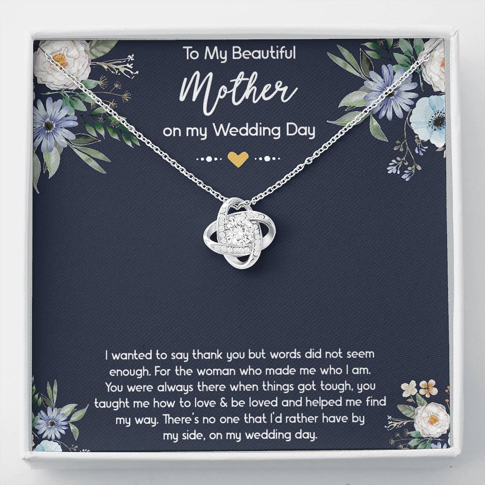 To My Mom of the Bride Gifts, I Wanted To Say Thank You, Love Knot Necklace For Women, Wedding Day Thank You Ideas From Bride