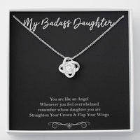 Load image into Gallery viewer, To My Badass Daughter Gifts, You Are Like An Angel, Love Knot Necklace For Women, Birthday Present Idea From Mom
