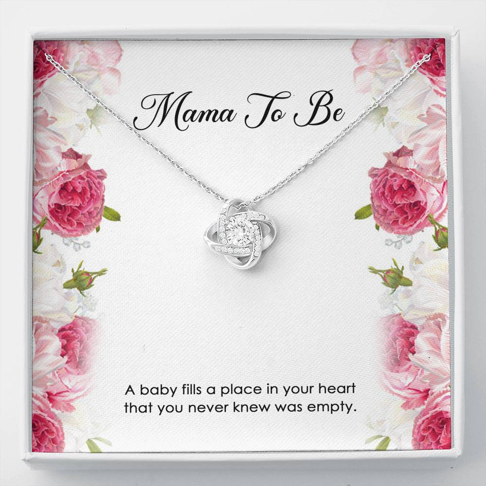 Gift for Expecting Mom, A Baby Fills A Place In Your Heart, Mom to Be Love Knot Necklace For Women, Pregnancy Gift For New Mother