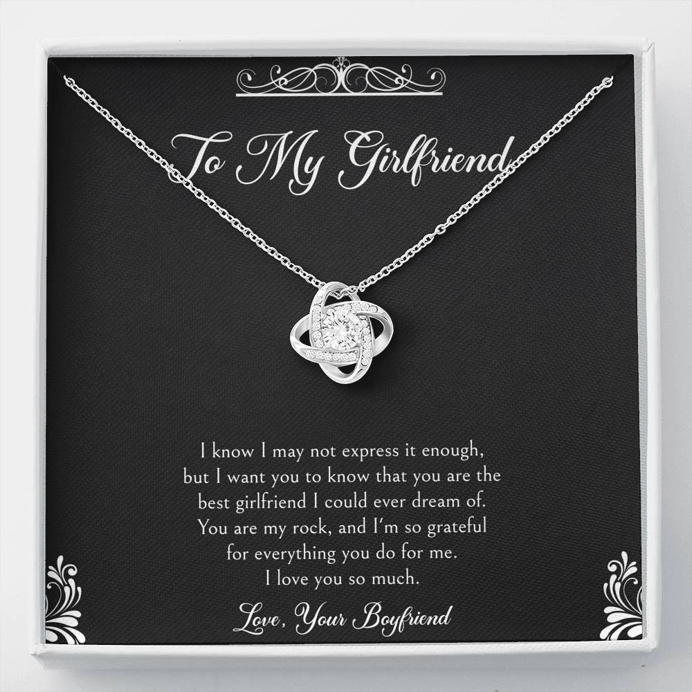 To My Girlfriend, You Are My Rock, Love Knot Necklace For Women, Anniversary Birthday Valentines Day Gifts From Boyfriend