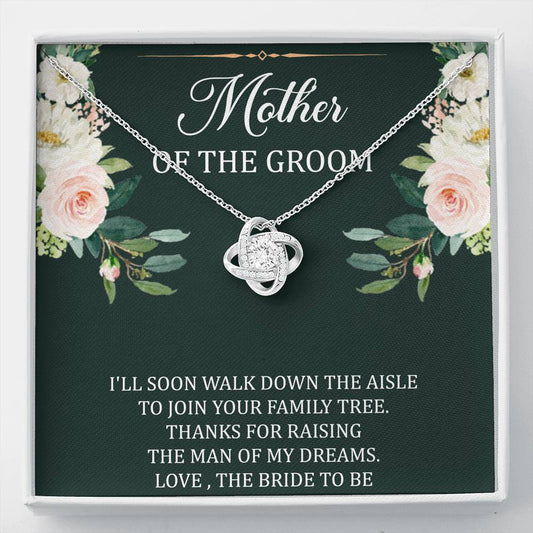 To My Mom of the Bride Gifts, I'll Soon Walk Down The Aisle, Love Knot Necklace For Women, Wedding Day Thank You Ideas From Groom