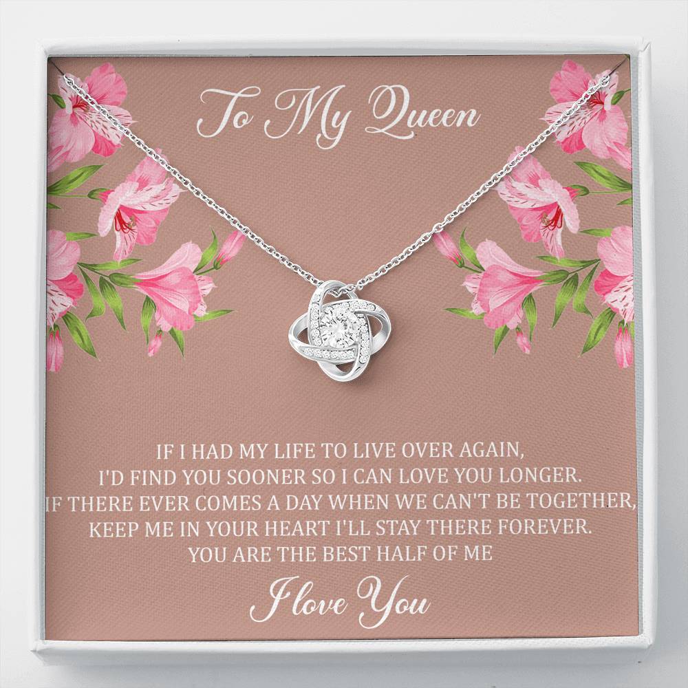 To My Wife, My Queen, Love Knot Necklace For Women, Anniversary Birthday Gifts From Husband