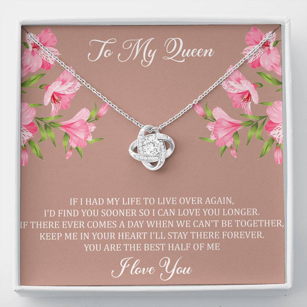 To My Wife, My Queen, Love Knot Necklace For Women, Anniversary Birthday Gifts From Husband