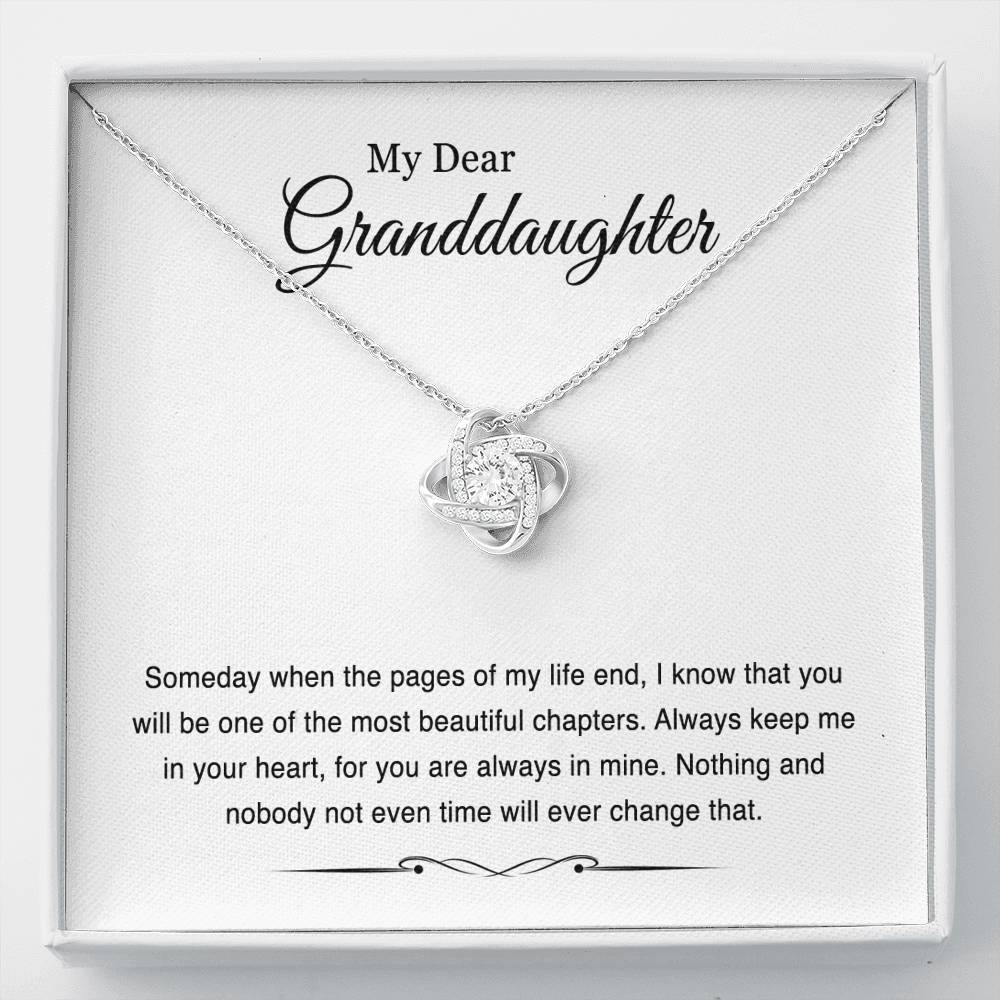 To My Granddaughter Gifts, Someday When The Pages Of My Life End, Love Knot Necklace For Women, Birthday Present Idea From Grandma Grandpa