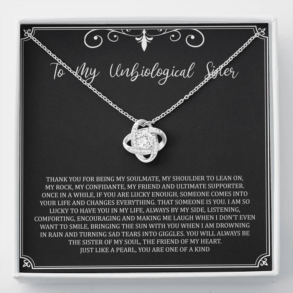 To My Unbiological Sister Gifts, My Soulmate, Love Knot Necklace For Women, Birthday Present Idea From Sister-in-law