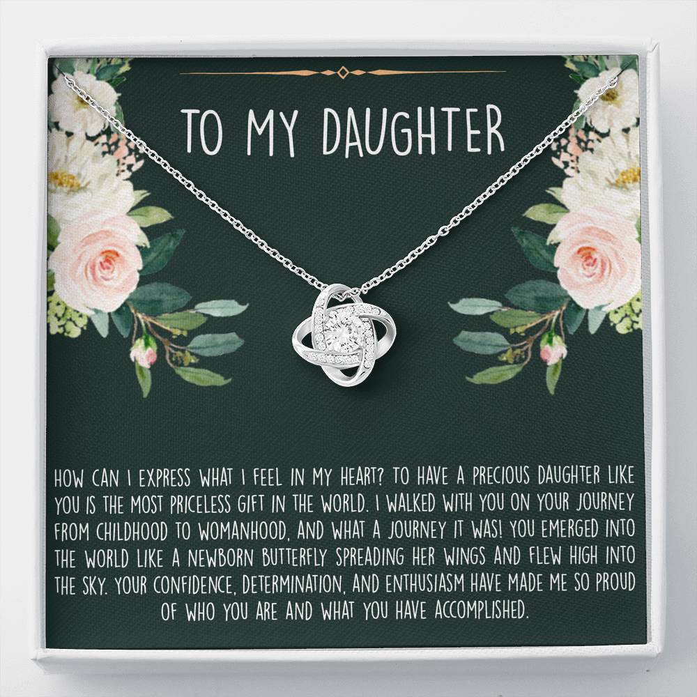 To My Daughter Gifts, How Can I Express What I Feel In My Heart, Love Knot Necklace For Women, Birthday Present Ideas From Mom Dad