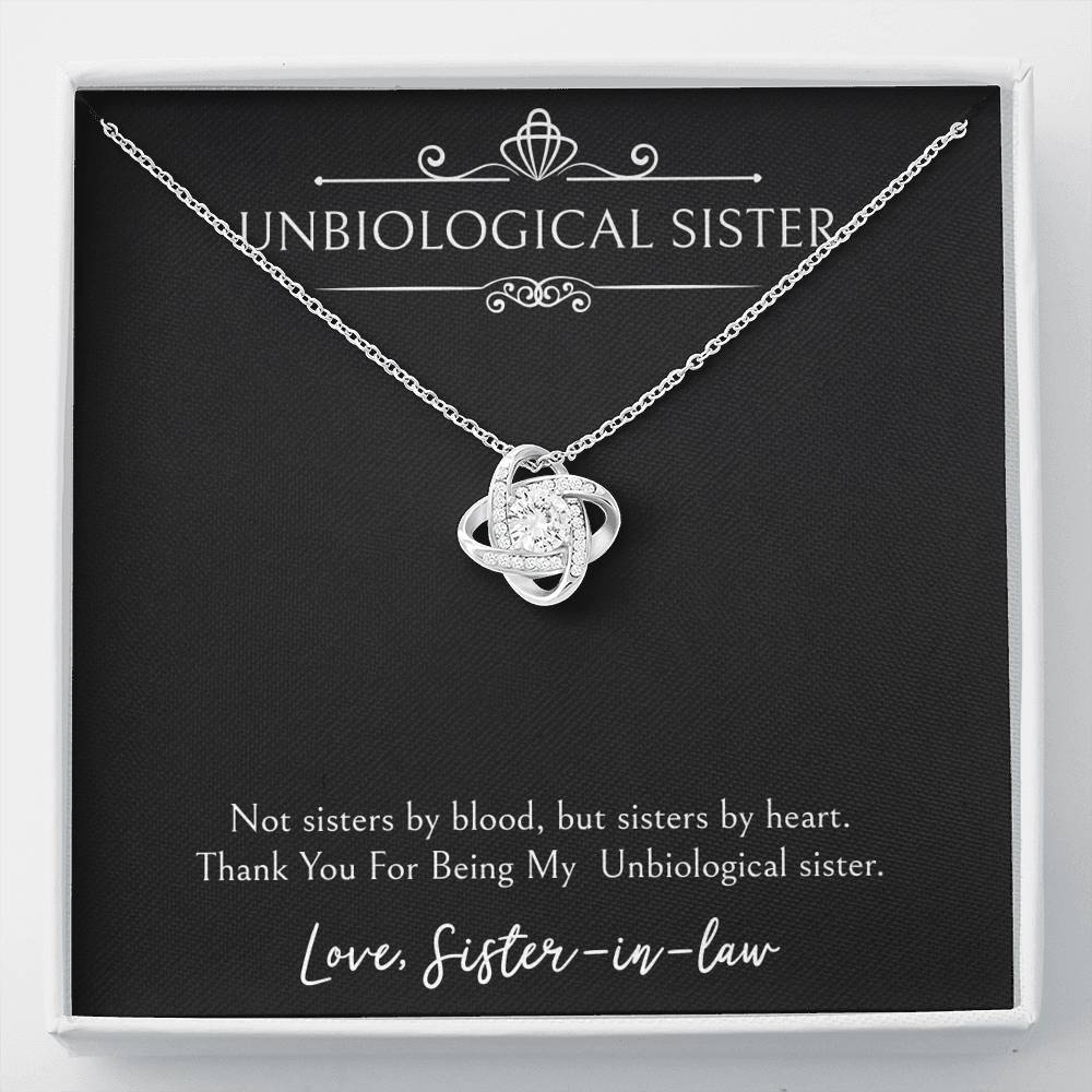 To My Unbiological Sister Gifts, Sister By Heart, Love Knot Necklace For Women, Birthday Present Idea From Sister-in-law