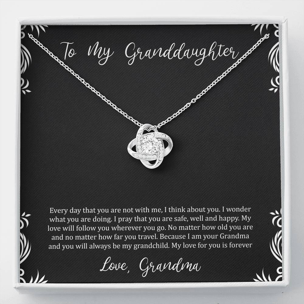 To My Granddaughter Gifts, I Think About You, Love Knot Necklace For Women, Birthday Present Idea From Grandma