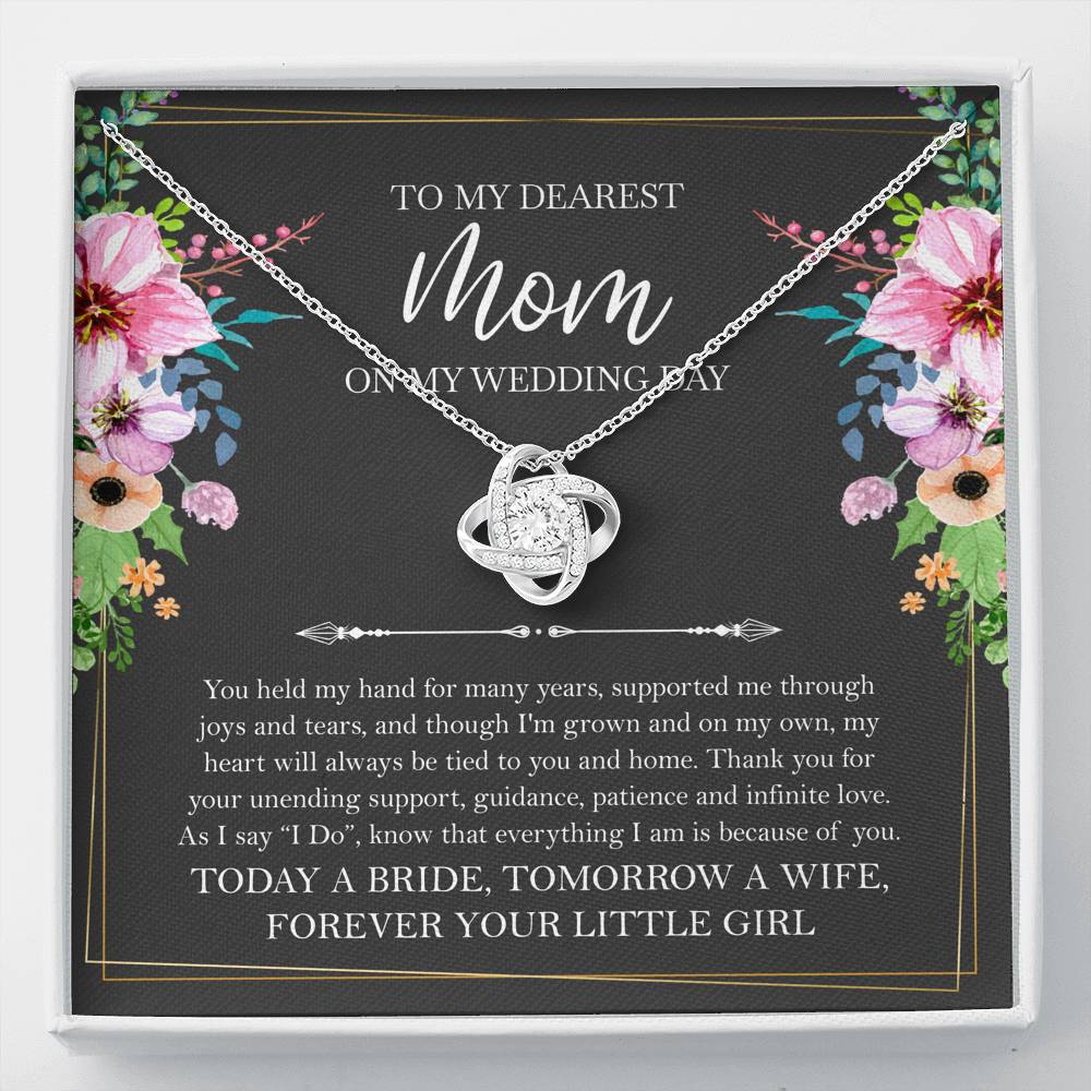 Mom of the Bride Gifts, You Held My Hand for Many Years, Love Knot Necklace For Women, Wedding Day Thank You Ideas From Bride