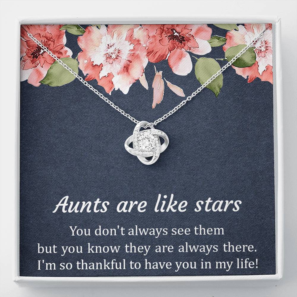 To My Aunt Gifts, Aunts Are Like Stars, Love Knot Necklace For Women, Aunt Birthday Present From Niece Nephew