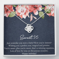 Load image into Gallery viewer, Daughter Love Knot Necklace - Sweet 16 Design | Birthday Gift
