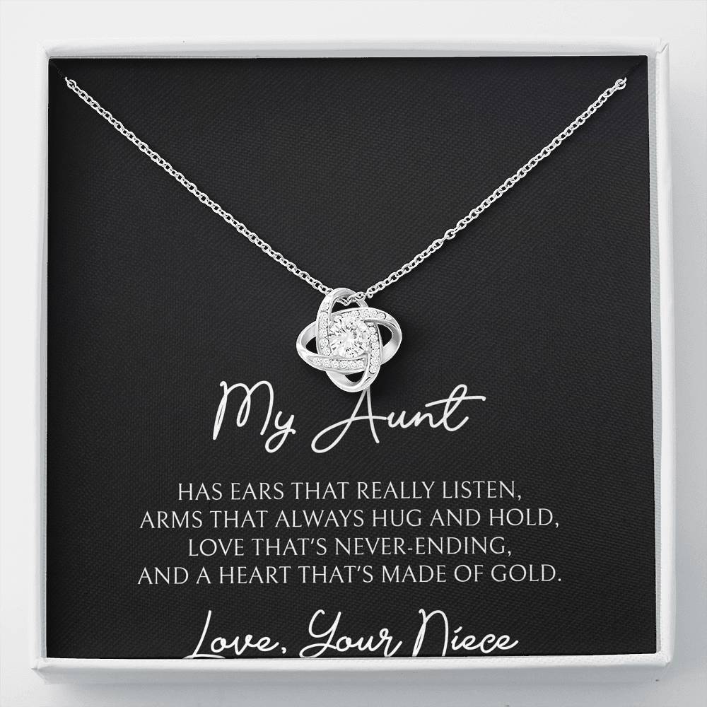 To My Aunt Gifts, Love That's Never Ending, Love Knot Necklace For Women, Birthday Present Idea From Niece