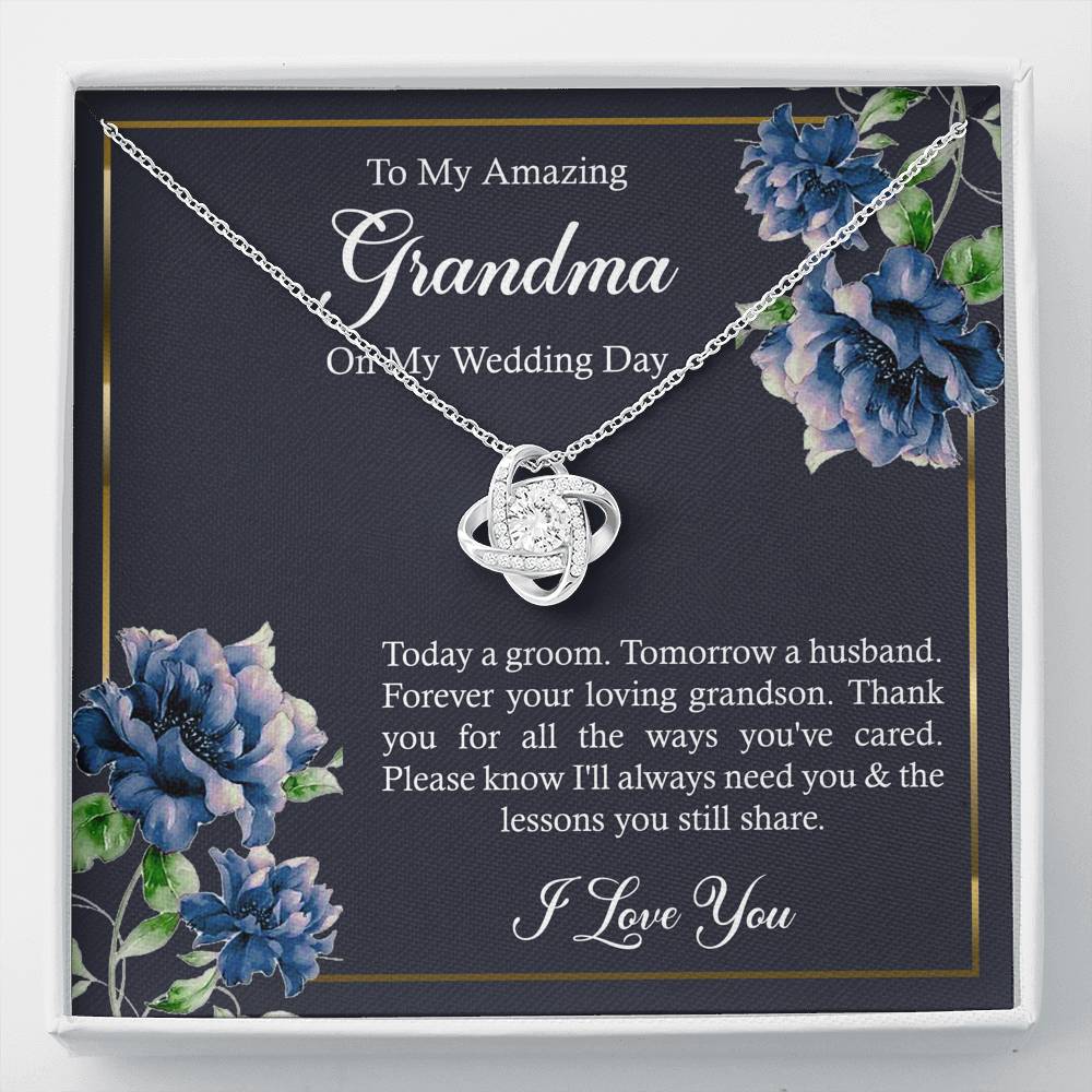 Grandmother of the Groom Gifts, Forever Your Grandson, Love Knot Necklace For Women, Wedding Day Thank You Ideas From Groom