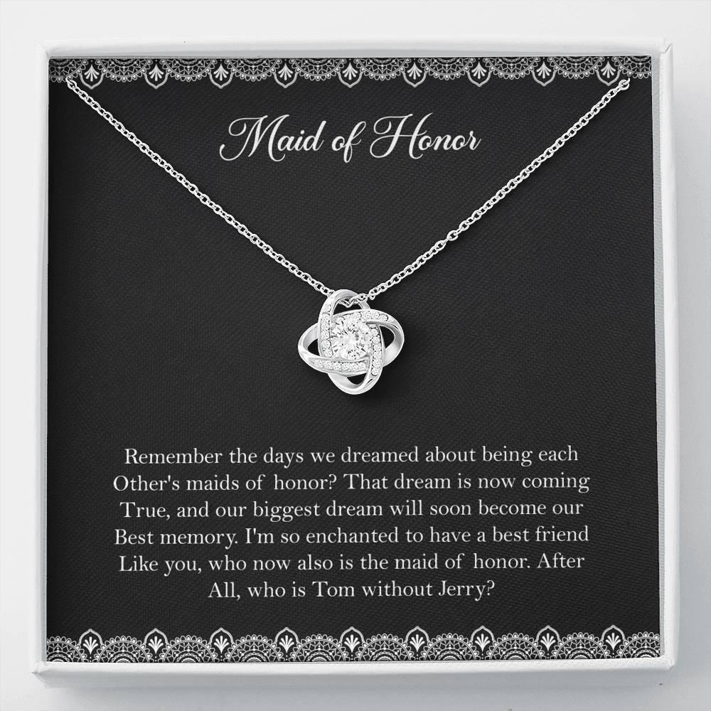 To My Maid Of Honor Gifts, Best Memory, Love Knot Necklace For Women, Wedding Day Thank You Ideas From Bride