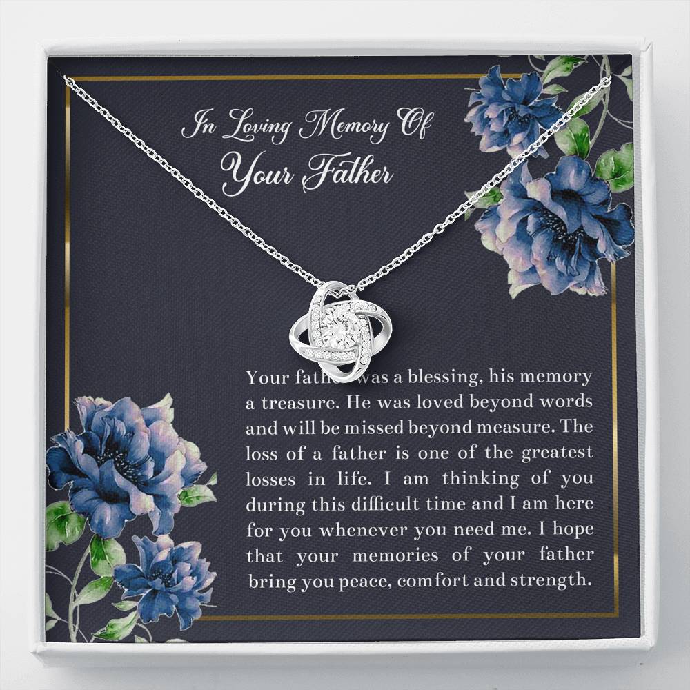 Loss of Father Gifts, In Loving Memory, Sympathy Love Knot Necklace For Loss of Father, Memorial Sorry For Your Loss Present