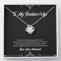Load image into Gallery viewer, To My Badass Wife, You Are Our Rock, Love Knot Necklace For Women, Anniversary Birthday Valentines Day Gifts From Husband
