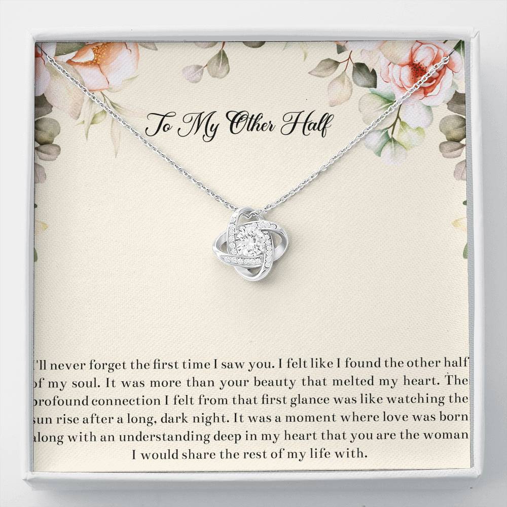 To My Wife, My Other Half, Love Knot Necklace For Women, Anniversary Birthday Gifts From Husband